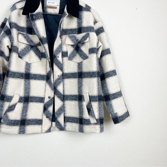 Coal Sheila Cream Plaid Shacket Size Medium - Picture 4 of 8